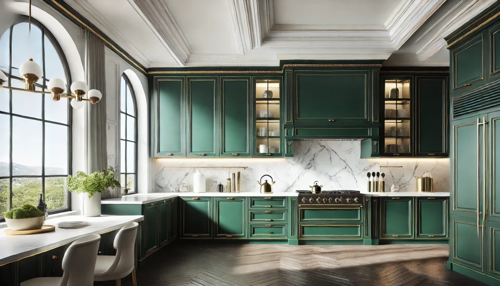 green color kitchen cabinets